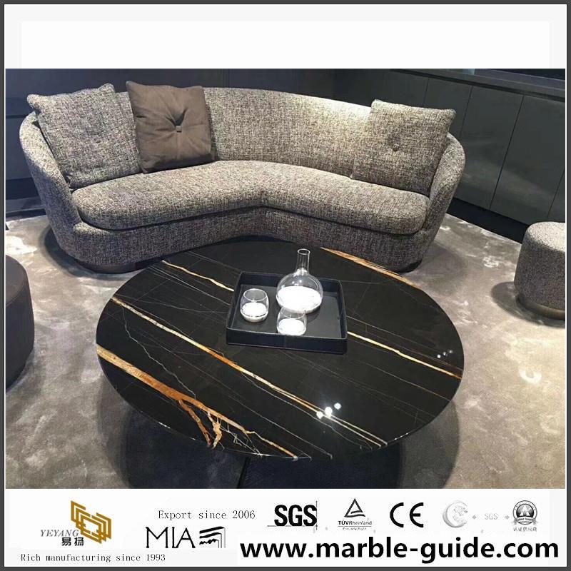 Lauren Black Gold Marble Table Top 1