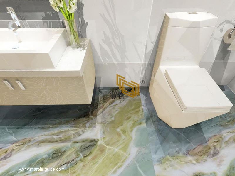Dreaming green marble bathroom floor