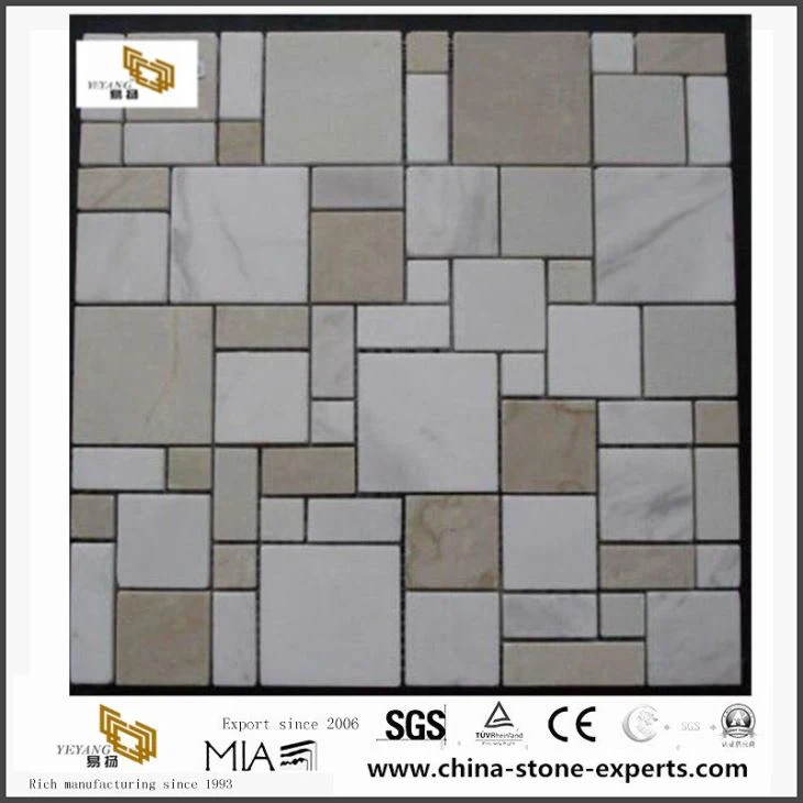 Leštené Carrara biela mramorová mozaika pre kúpeľňové obkladačky