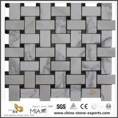 Prírodná Calacatta biela mramorová kameň mozaiky na podlahe v kúpeľni & steny